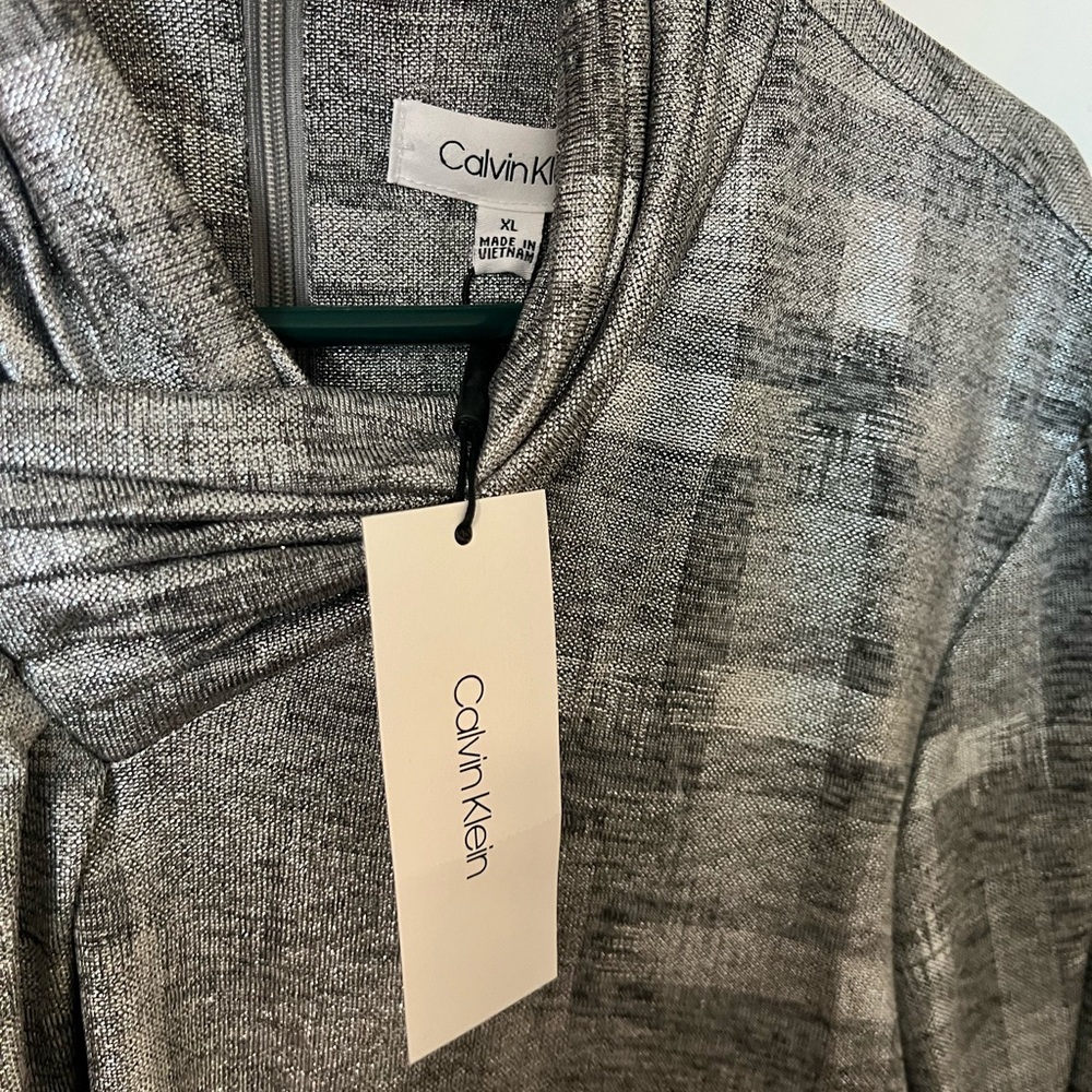 Calvin Klein Metallic Silver Women's Blouse - Picture 3 of 4